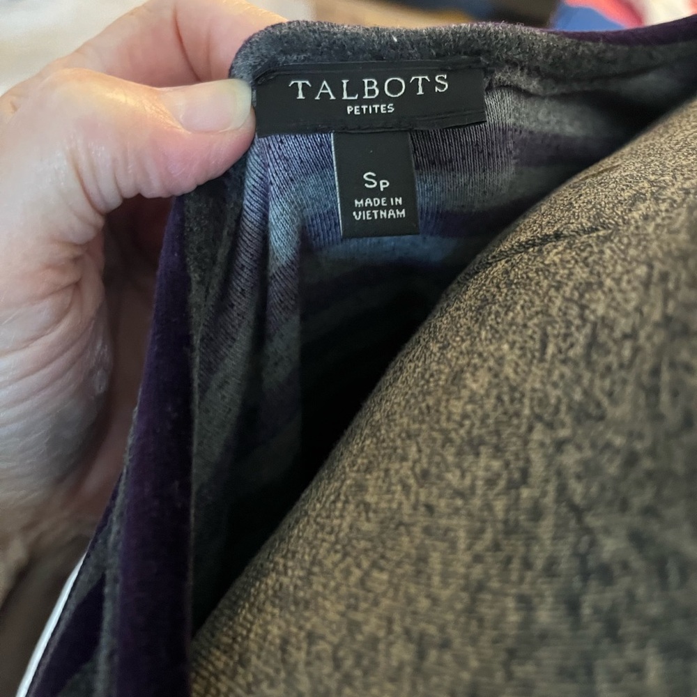 Talbots  NWT Purple and Black Striped Long Sleeve Velour Top - Picture 3 of 5